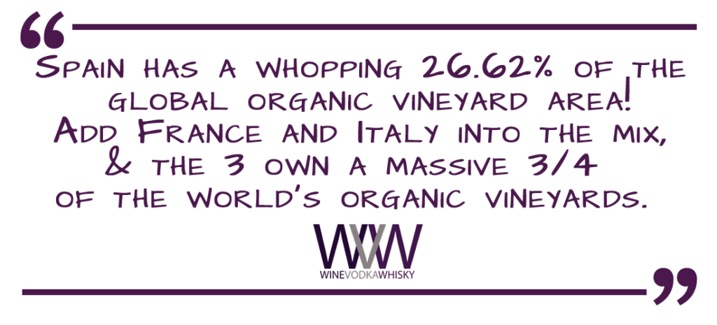 Spain has 26% of the global organic vineyard area